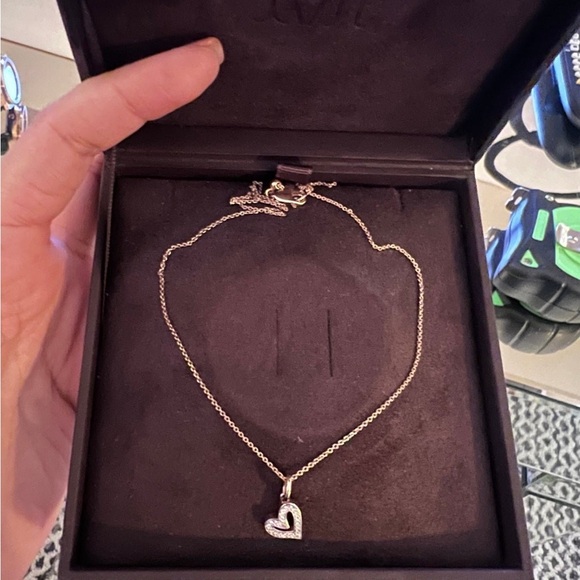 Monica Vinader 18kt Rose gold Vermeil chain with real diamond pave heart - Picture 3 of 3